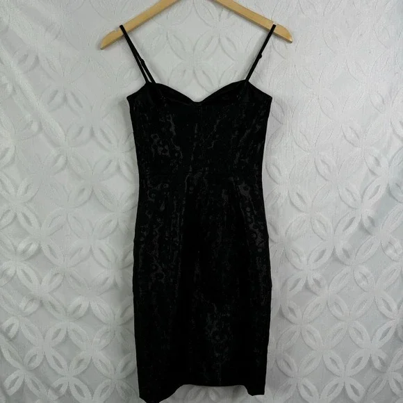 Y2K Betsey Johnson Black Leopard Rockabilly Spaghetti Strap Dress Size 0 - Picture 13 of 15